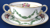 Copelands Spode Antique Bouillion Cup And Under Saucer 1890s Swags Roses