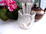 Antique Pattern Glass Spooner Scalloped Sunburst Star EAPG Glass 1890s