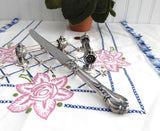 English Victorian Cutlery Rests Pair Fluted Classical Column And Flower Ends 1890s