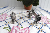 English Victorian Cutlery Rests Pair Fluted Classical Column And Flower Ends 1890s