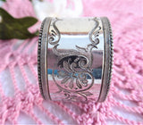 Napkin Ring Hand Engraved Fancy Floral Edwardian Victorian No Mono Beaded Rims