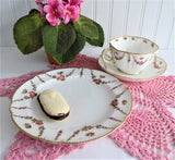 Cup Saucer And Plate George Jones Crescent Rose Swags 1890s Delicate Teacup Trio