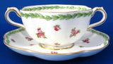 Gorgeous Crescent Cream Soup And Saucer Rosebuds 1890s George Jones