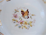 Victorian Floral Butterfly Plate Reticulated Rim 1890s Antique German Transferware