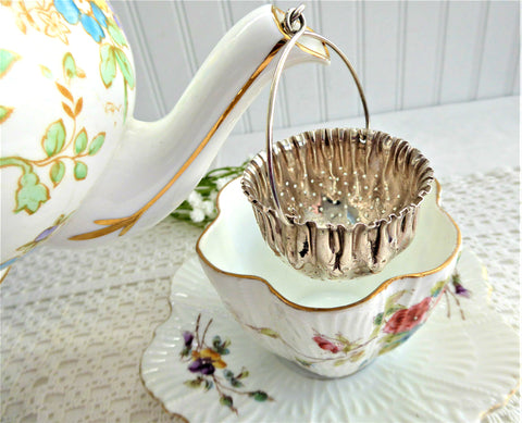 Gorham Sterling Silver Teapot Spout Tea Strainer Basket Pouch 1890s Tea Leaf Catcher