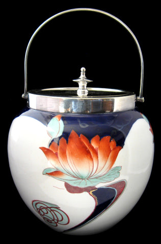 Victorian George Jones Art Nouveau Biscuit Jar McIntosh Water Lilies 1890s