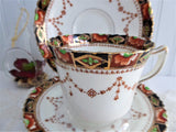 Imari Sevres Teacup Trio Victorian Era Bone China Downton Abbey 1880-1890s