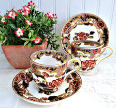 Pair George Jones Crescent Antique Imari Cup And Saucer Demitasse