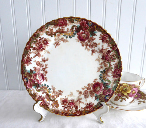 Imari Victorian Transferware Tea Plate Radfords Gorgeous 1890s Polychrome Transferware