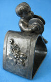 Antique Figural Napkin Ring Pan Faun Cymbals Meriden Book Piece 1880s