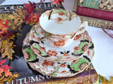 Edwardian Imari Teacup Trio Transferware Ironstone Downton Abbey 1890-1905
