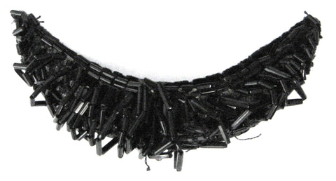 Antique Black Bead Epaulet Bugle Beads English Curve 1890s Bead Trim Mourning