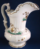 Victorian Copy French Porcelain Pitcher Fancy Large 1890s Gold Tulips