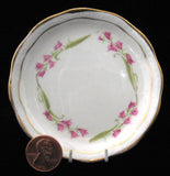 Butter Pat Pink Harebell Antique English Gold Trim Dish 1880s Victorian