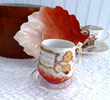 Victorian Cup And Saucer Acorn Cup Leaf Saucer 1890s Demi A Present Gold Orange