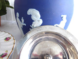 Biscuit Barrel Wedgwood England Dark Blue Jasper Dip Classical Figures 1890s