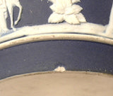 Biscuit Barrel Wedgwood England Dark Blue Jasper Dip Classical Figures 1890s