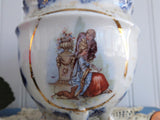 Large Fancy Victorian Mug Courting Couple Gold Cobalt Blue 1890s Cup 3 Feet