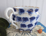Large Fancy Victorian Mug Courting Couple Gold Cobalt Blue 1890s Cup 3 Feet