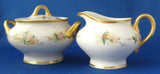 Birds Antique Cream And Sugar Hand Painted Heavy Gold 1890s