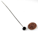 Hatpin Black Glass Ball English Mourning Long Hat Pin Edwardian Victorian 1890-1910