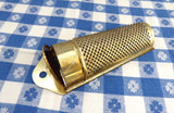 Victorian Era Tin Nutmeg Grater Coffin Shape Gold Washed UK 1890s Punched Tin