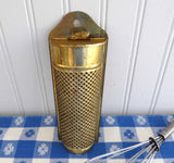Victorian Era Tin Nutmeg Grater Coffin Shape Gold Washed UK 1890s Punched Tin