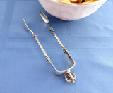 Crown Finial Edwardian Sugar Tongs Spoon Ends Continental 800 Silver Barley Twist