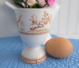 Furnivals Quail Eggcup Double Brown Transferware 1890s Birds Ironstone Egg Cup