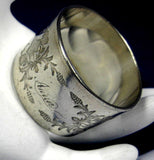 Napkin Ring Engraved Anna Monogram Botanical Late Victorian Edwardian 1890-1910