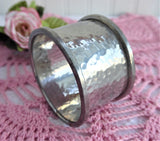 English Arts and Crafts Napkin Ring hand hammered pewter 1890s Aesthetic E S Mono