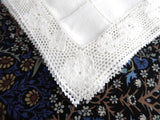 Handkerchiefs Belgian Lace 4 Napkins Hand Made Monogram H B B Point De Gaz