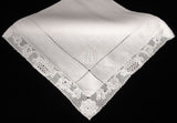 Handkerchiefs Belgian Lace 4 Napkins Hand Made Monogram H B B Point De Gaz
