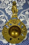 Edwardian Tea Strainer Ornate English Lion Handle Angels 1890-1910