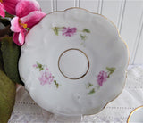 Pair 1890s German Pinks Roses Demitasse Cups And Saucers Porcelain Victorian Era