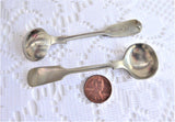 Antique Victorian Silver Master Salt Spoons Pair Fiddle London 1890s Silver Mustard