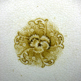 Edwardian English Ironstone Teacup Trio Sepia Transferware Pansies 1895-1905