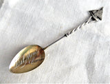 Handmade Sterling Silver Souvenir Spoon DelMonte Ca 1890s Engraved Bowl Gold Washed