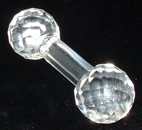 Superb English Crystal Cutlery Rest Faceted Barbell Victorian Edwardian 1890-1910
