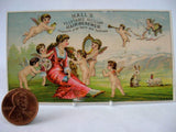 Victorian Trade Card Hall's Hair Renewer Sicilian Lady Cherubs Advertising Card 1890s