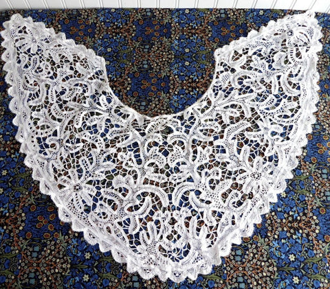 Antique Victorian Black Lace Collar - Bobbin Lace