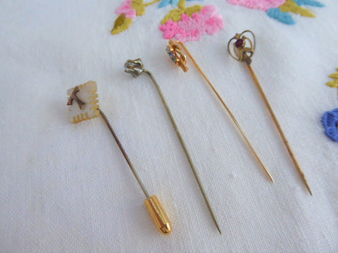 Edwardian Stick Pins 4 Hat Pins 1900 Lapel Pins Tea Party Antique Acce –  Antiques And Teacups