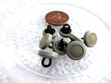 Textured Gray Shoe Buttons 8 Taupe Grey Glove Buttons Edwardian Pin Shank 1900