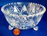 Lead Crystal Fern Bowl American Brilliant Ferner Silver Diamond Point Fan 3 Feet 1900