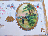 Postcard 1910s Embossed Christmas An Xmas Greeting Metallic Snow Vignette