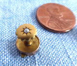 Edwardian 2 Shirt Studs Antique Gold Plated Detachable Backs 1900 Genuine Pearl