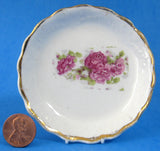 Butter Pat Antique English Pink Roses Gold Teabag Caddy Edwardian Era