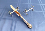 English Kniferest Pair Gingko Leaf Ends Edwardian Silver Plate 1900s