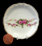 English Butter Pat Antique Rose Swag Gold Teabag Caddy 1890-1910