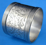 Edwardian Napkin Ring Engraved Floral Antique Silver Plate England 1900-1910